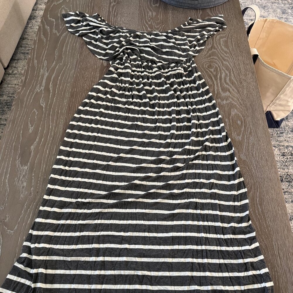 WORN ONCE Womens Stitch Fix Nine Britton dark grey striped maxi dress size XL